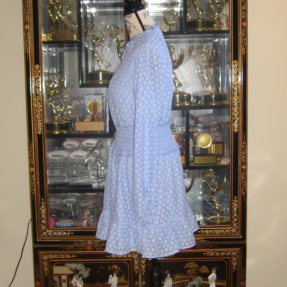 BLOOMINGDALE'S AQUA LABEL LIGHT BLUE TIE NECK MINI DRESS M - Picture 5 of 11